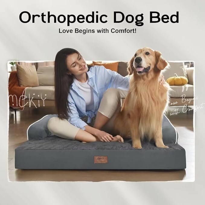 Dog Bed Medium Size Dog-Orthopedic Waterproof Bed for Dogs,Foam Couch Sofa with Washable Removable Cover & Non-Slip Bottom-Dark Grey-PawvioPets