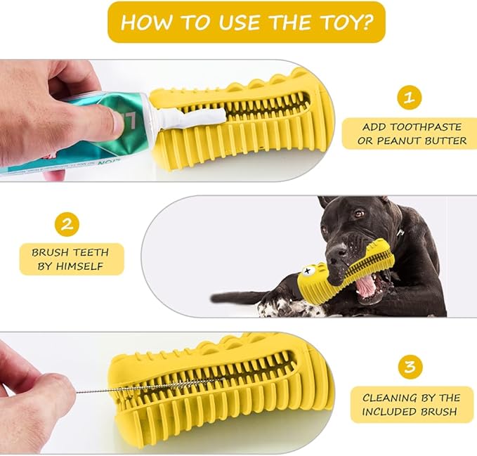 Dog Toys for Aggressive Chewers Large Medium Breed, Indestructible Dog Toothbrush Chew Toys, Squeaky Interactive Tough Extremely Durable, Dogs Toys to Keep Them Busy-PawvioPets