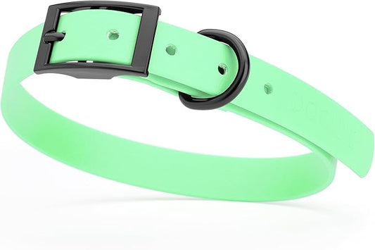 Dogline Biothane Waterproof Dog Collar Strong Coated Nylon Webbing with Black Hardware Odor- Proof for Easy Care Easy to Clean High Performance Fits Small Medium or Large Dogs, Sea Foam Green-PawvioPets