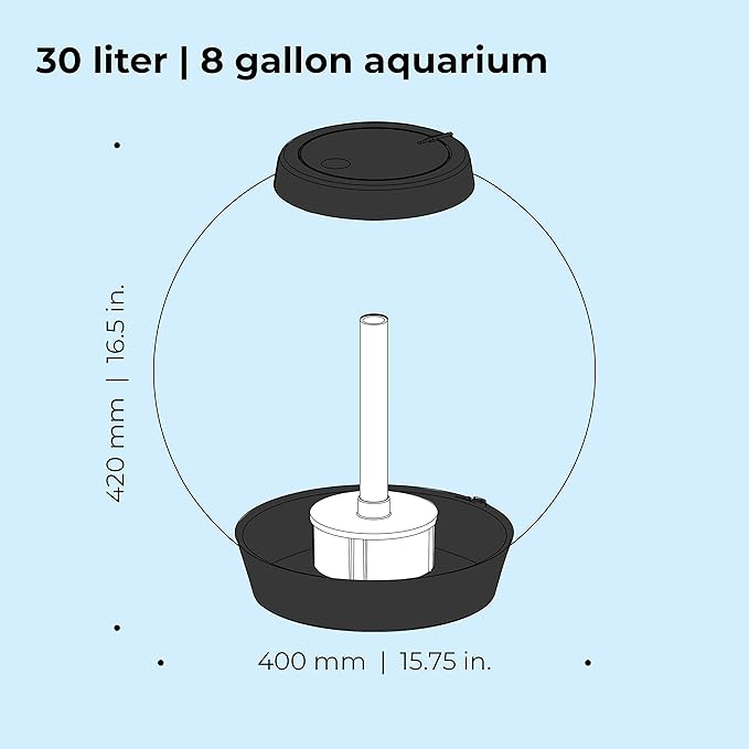 biOrb Classic 30 Acrylic 8-Gallon Aquarium with Multi-Color Remote-Controlled LED Lights Modern Tank for Tabletop Display, Black-PawvioPets