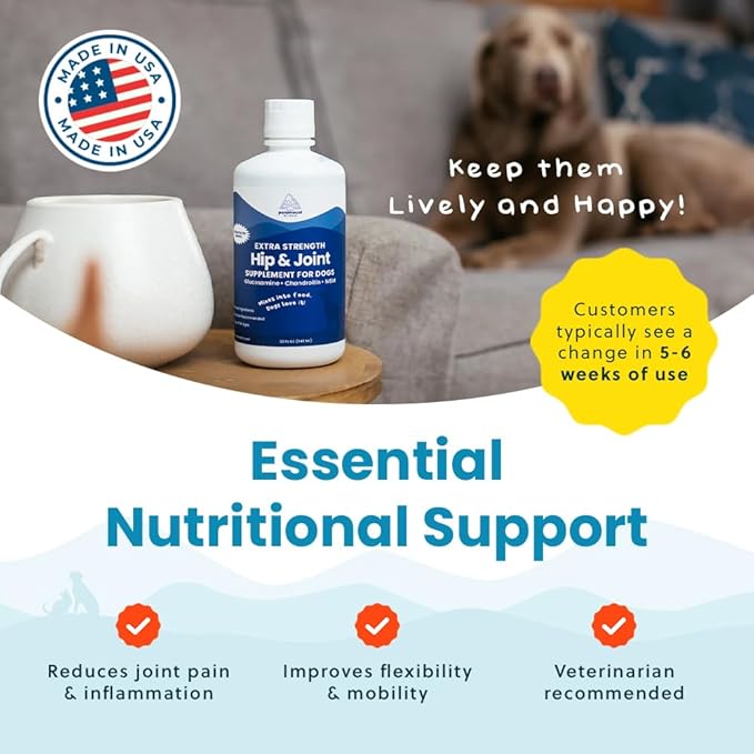 Concentrated Liquid Glucosamine for Large Dogs, Infused with MSM, 5200mg Chondroitin & Glucosamine Liquid for Dogs Hip & Joint Supplement for Mobility & Comfort, 32 oz-PawvioPets