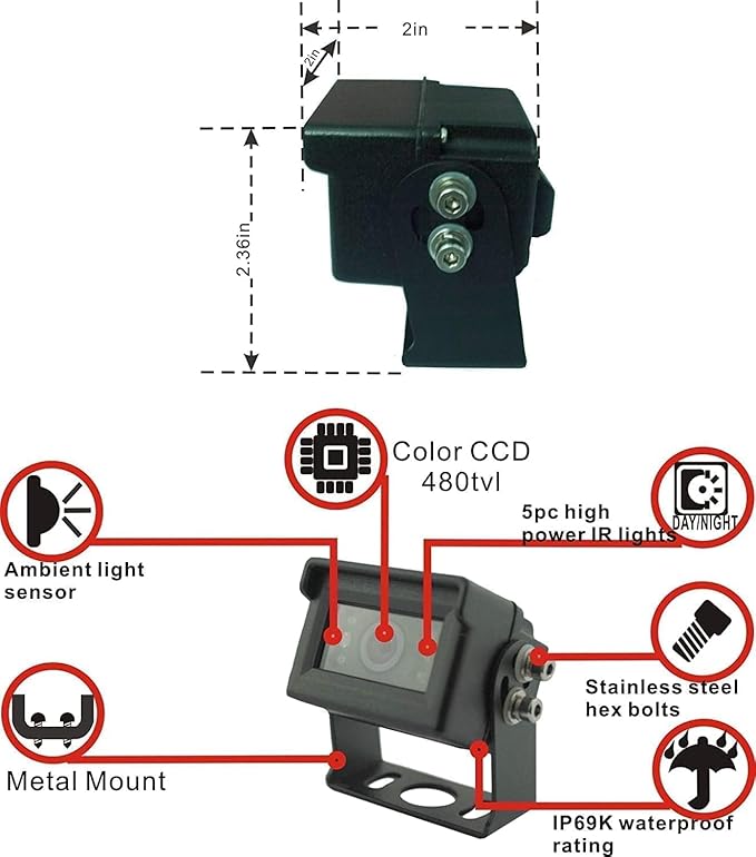 AHD 1080P Wired Reverse Rear View Backup Camera System,2 IR Camera with Waterproof IP69K, 7" Single View Monitor with TVS Protector,Vibration-Proof 10G for Tractor/Truck/Skid Steer/Heavy Equipment-PawvioPets