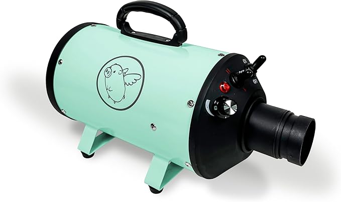 Flying Pig High Velocity Dog Pet Grooming Dryer w/Heater (Flying One, Mint w/Grey Logo)-PawvioPets
