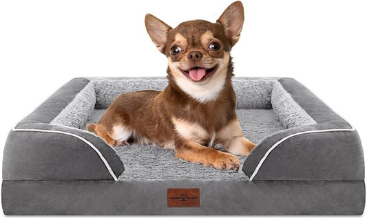 Comfort Expression Small Dog Beds Waterproof Orthopedic Foam Dog Sofa Beds for Small Dogs Comfy Pet Bed with Washable Removable Cover & Non-Slip Bottom(X-Small,Grey)-PawvioPets