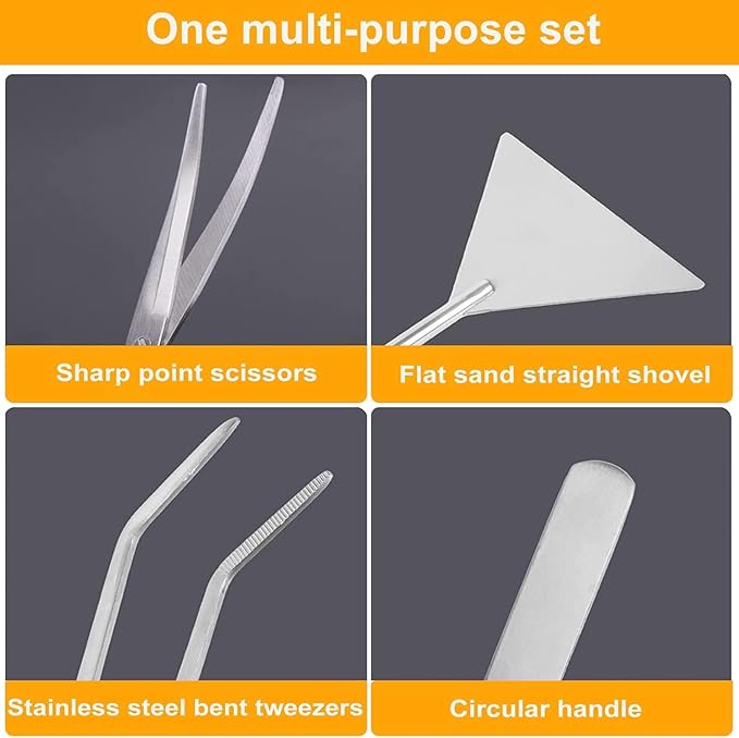 4 in 1 Aquascaping Tools Aquarium Plant Tools Anti-Rust Fish Tank Tools Stainless Steel Tweezers Scissors Spatula for Fish Starter Kits, Aquariums Tank and Terrarium-PawvioPets