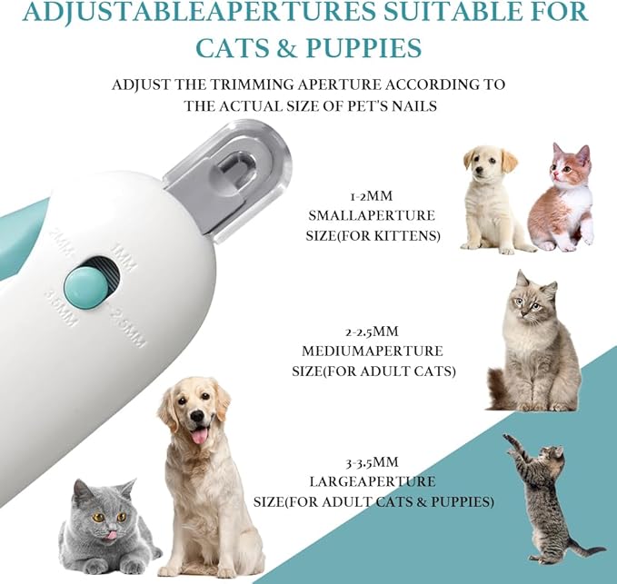 Adjustable Aperture Pet Blue Nail Clippers, Cat and Puppy Nail Trimmer with Grinding Nail File, Recommended by Pet Groomers, Safe to Avoid Over-Trimming, Professional Pet Nail Clippers for Beginners-PawvioPets