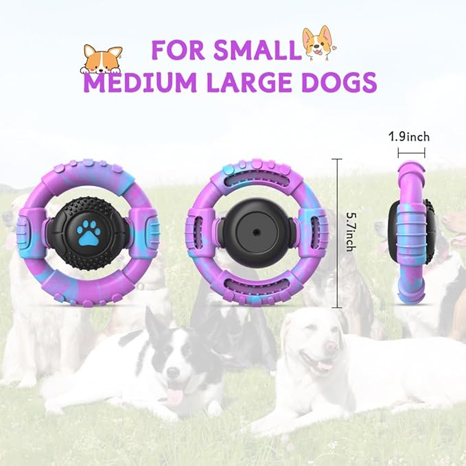 Dog Toys for Aggressive Chewers Large Medium Small Breed Indestructible Durable Tough Squeaky Dog Chew Toys to Keep Them Busy Nylon Rubber Interactive Dog Toys-PawvioPets