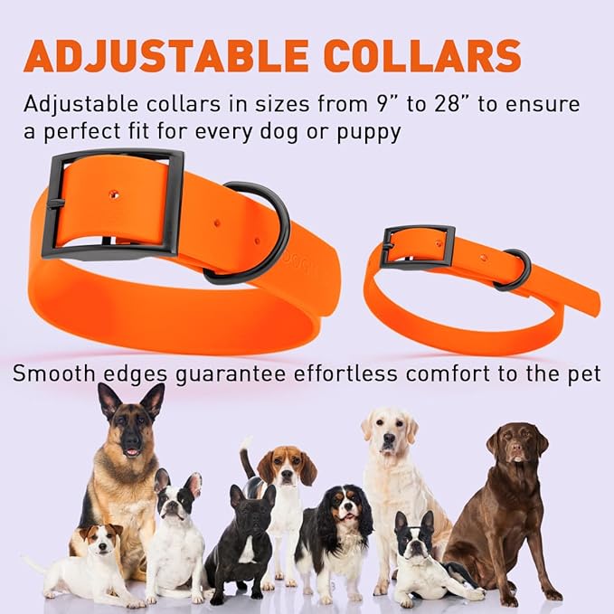 Dogline Biothane Waterproof Dog Collar Strong Coated Nylon Webbing with Black Hardware Odor- Proof for Easy Care Easy to Clean High Performance Fits Small Medium or Large Dogs, Hunter Orange-PawvioPets