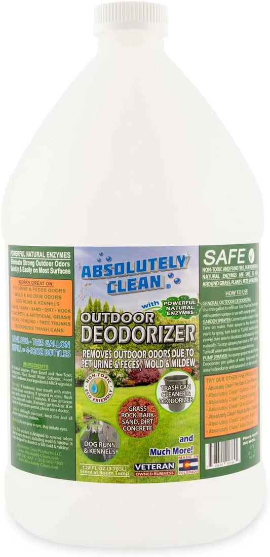 Amazing Outdoor Deodorizer odor eliminator Natural Enzyme Just Spray & Walk Away Grass, AstroTurf, Dog Runs, Patios, Decks, Fences & More Vet Approved - 128oz odor eliminator for strong odor-PawvioPets