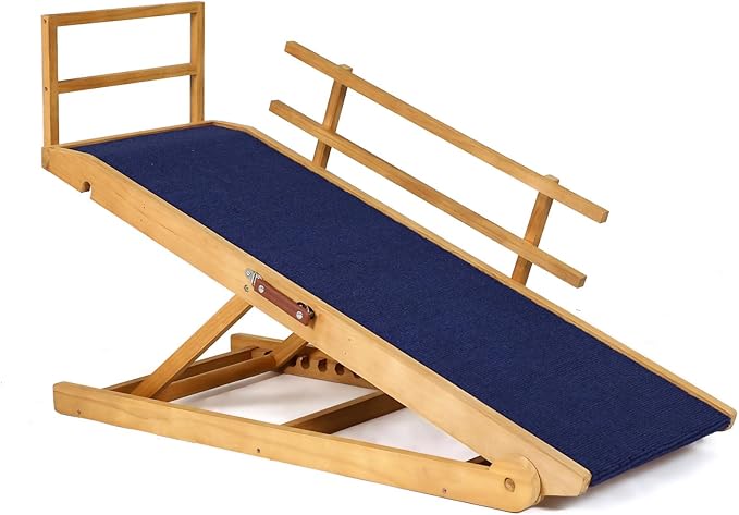 Dog Ramp for Beds, Cars, Couches, Dog Steps Anti-Slip Surface, Dogs Ramps for Old Small Pet,High Traction with Platform, 7 Adjustable Heights 16" to 27" Up, Portable Stairs Design for Dogs, 45.3" Long-PawvioPets