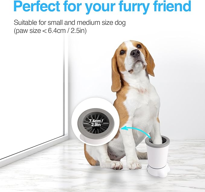 ALL FOR PAWS Low Noise Automatic Dog Paw Cleaner Electric Dog Paw Washer Cup for Dog Muddy Claws, USB Rechargeable Pet Foot Washer for Small and Medium-Sized Dogs-PawvioPets
