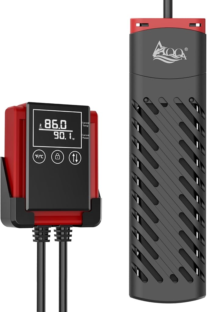 AQQA Aquarium Heater 500W Heater for Fish Tank 53-130 Gal PTC Submersible Heater with External Digital Controller Adjustable Temp Range 59-94℉ Over-Temperature Protection (500W for 53-130Gal)-PawvioPets