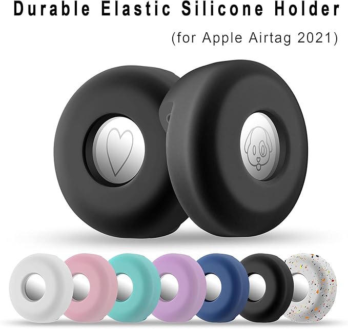 Airtag Holder for Dog Collar, Cibaabo Silicone Air Tag Case Cover Compatible with Apple Airtags for 0.8-1.2inch Cat Pet Collar Harness Loop-PawvioPets