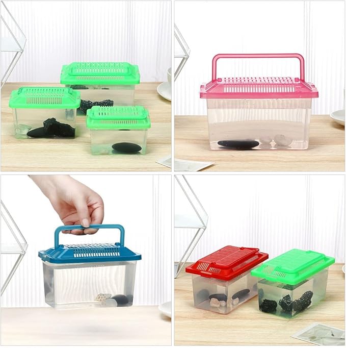 FRCOLOR 2pcs plastic turtle fish tank turtle aquarium acrylic reptile cage amphibians habitat clear reptile breed container gecko habitat glass container Turtle Tank household breeding box-PawvioPets