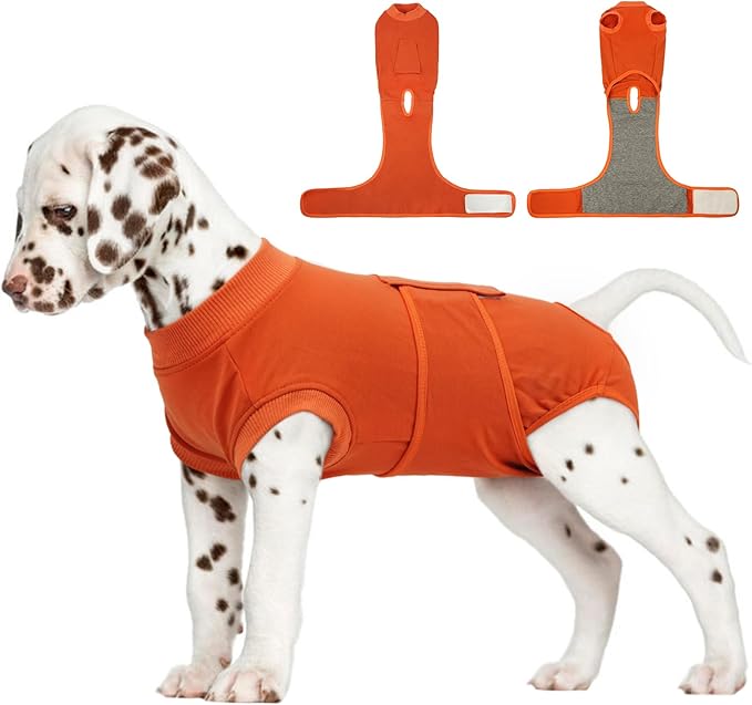 FUAMEY Dog Recovery Suit Male,Dogs Surgery Neuter Suits Puppy Spay Shirts for Female Protect Dog's Skin Anti Licking Abdominal Wounds Doggie Onesie Pet Bodysuit Alternative to Cone Orange S-PawvioPets