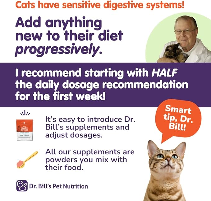 Dr. Bill’s Feline Immune Support | Boosts Cat Immunity and Health with Colostrum, Beta Glucan, Turkey Tail Mushroom, Zinc & Vitamin C | Powder Supplement for Cats of All Ages-PawvioPets