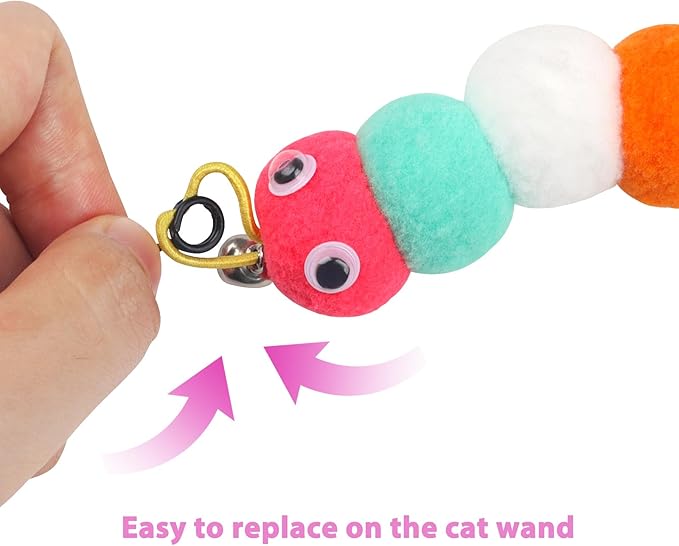 Cat Feather Wand Replacement - 12 PCS Toy Refills and Attachments for Cat Toys-PawvioPets