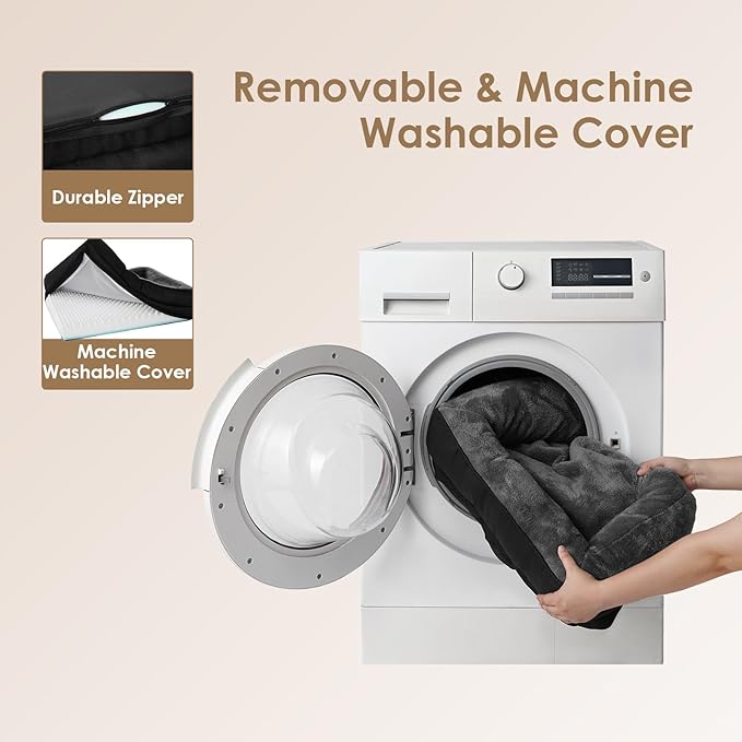 EHEYCIGA Memory Foam Dog Bed for Medium Size, Orthopedic Dog Sofa with Sides and Waterproof Liner, Washable Bolster Pet Bed Couch with Removable Cover, 30x20x6.5 Inch, Grey/Black-PawvioPets