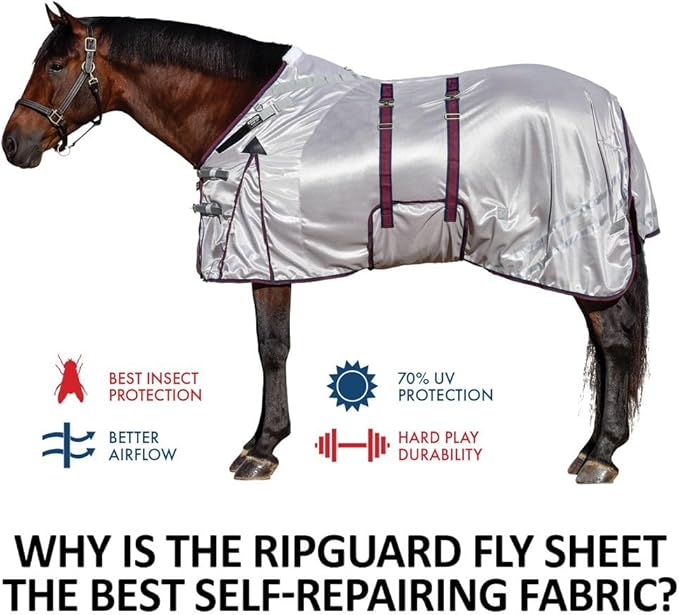Dura-Tech RipGuard Adjusta-Fit Horse Fly Sheets | Self-Repairing Durability | Enhanced UV & Insect Protection | Ideal for All Horse Breeds-PawvioPets
