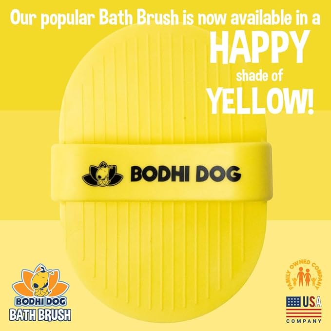 Bodhi Dog Shampoo Brush - Pet Grooming & Bath Supplies for Dogs and Cats - Bath Brush for Long & Short Hair - Premium Scrubber for Shower, Bathing & Massage (One Pack, Yellow)-PawvioPets