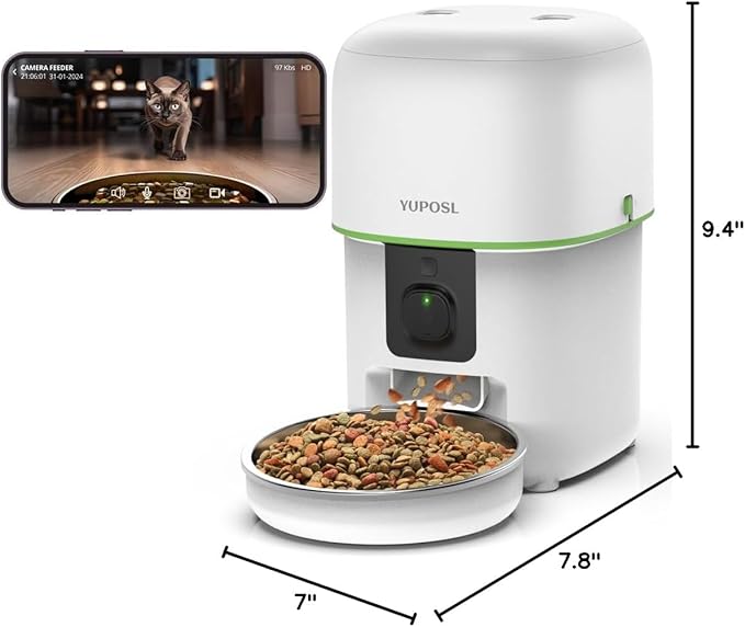 Automatic Cat Feeder with Camera - 5G WiFi Auto Cat Food Dispenser, 1080P HD Video with Night Vision, 1-15 Meals, 1-99 Portions, 2-Way Audio, Keeps Food Fresh, Timed Pet Feeder Also for Dogs-PawvioPets