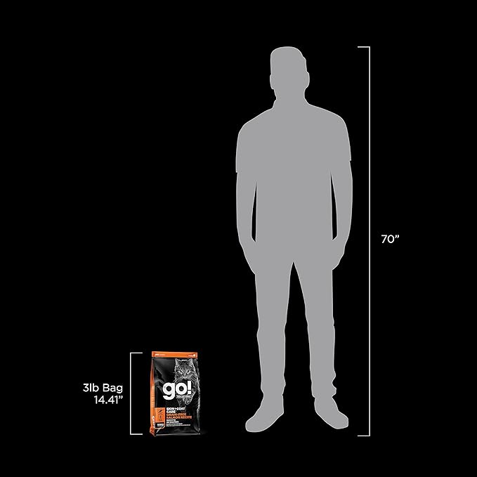 Go! Solutions Skin + Coat Care, Grain-Free Dry Cat Food, Salmon Recipe, 3 lb Bag-PawvioPets