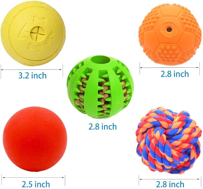 5 Different Functions Interactive Dog Puzzle Toys Balls for Medium Large Dogs, Food Treat Dispensing Dog Toys-PawvioPets