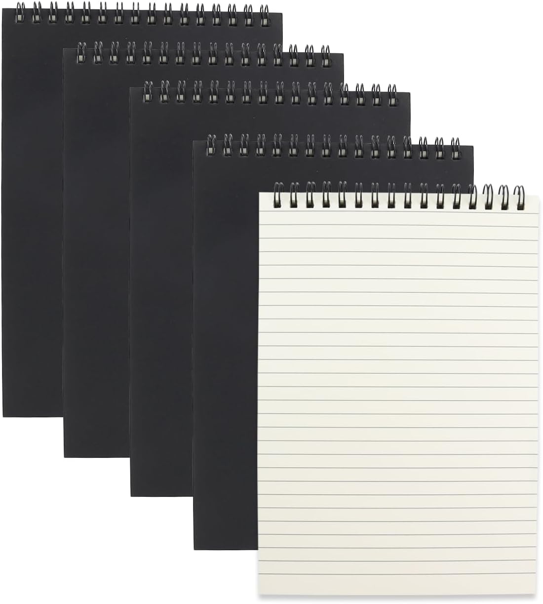 4 Pcs Top Bound Spiral Notebook,8.3 inch x 5.8 inch,60 Sheet,7mm College Ruled Paper,A5 Spiral Note Pads Memo Lined Notebook Journal for School and Office Supplies (Black)