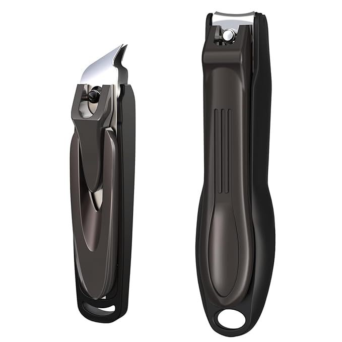 GLAMFIELDS Nail Clipper with Catcher, Large Fingernail Toenail Clipper,Slanted Edge Nail Clippers Leather Case Packed Good Gift for Men and Women 2PACK Large/Small-PawvioPets