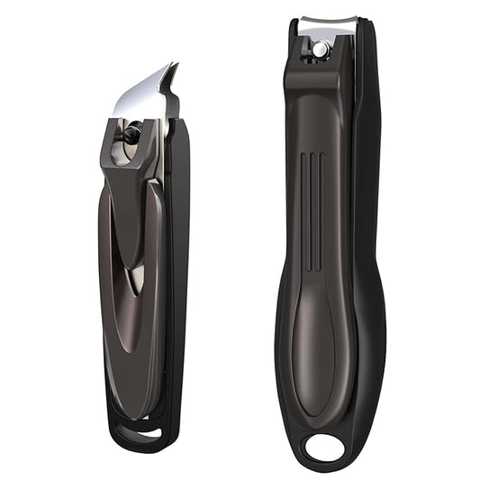 GLAMFIELDS Nail Clipper with Catcher, Large Fingernail Toenail Clipper,Slanted Edge Nail Clippers Leather Case Packed Good Gift for Men and Women 2PACK Large/Small-PawvioPets