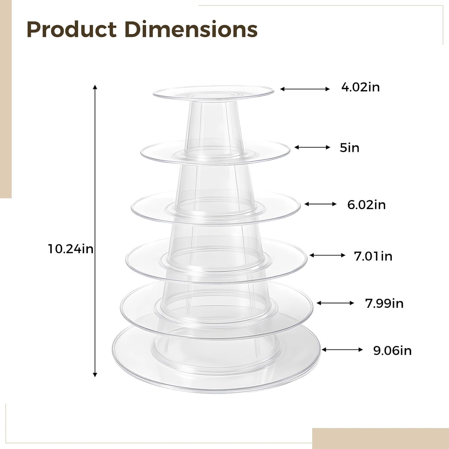 6-Tier Macaron Display Tower, Multi-Functional Cake Stand for Weddings & Parties, Set of 2, Includes Clear Plastic Design, Holds Up to 95 Macarons