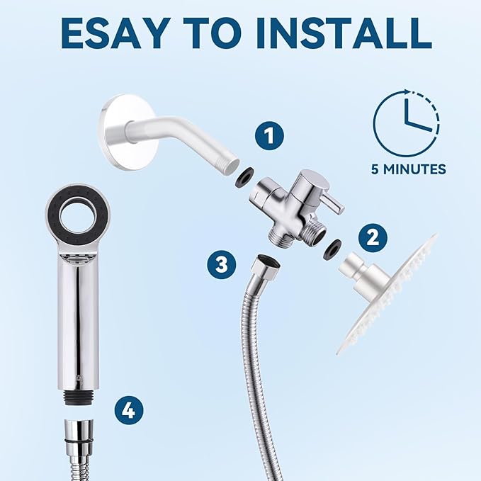 Dog Shower Attachment, 3 Mode Handheld Sprayer with ON/OFF Switch, G1/2" Metal Diverter, 100 Inches Stainless Steel Hose, No Drill Holder, for Pet and Dog Washing in Bathroom-PawvioPets