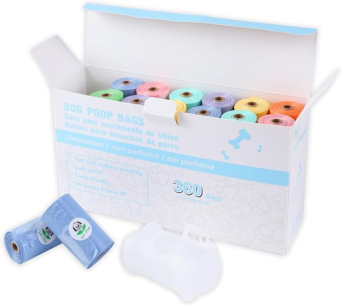 ECO-CLEAN 360 Count Dog Poop Bags with Dispenser, Leak-Proof, Unscented, 0.2 Ltr Capacity, Indoor/Outdoor Use-PawvioPets