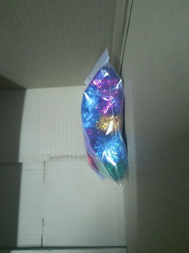 20 Pack 2 Inches Sparkle Balls for Cats, Large Size, Glitter Pom Poms Fuzzy Balls for Cats, Kitten Indoor Assorted Color Random-PawvioPets