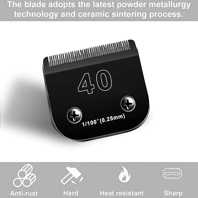 2PACK 40 Blades Dog Grooming Blades Compatible with Ainds/Oster A5/Wahl KM-10 Series Dog Clippers,Detachable Clipper Replacement Blade，Black-PawvioPets