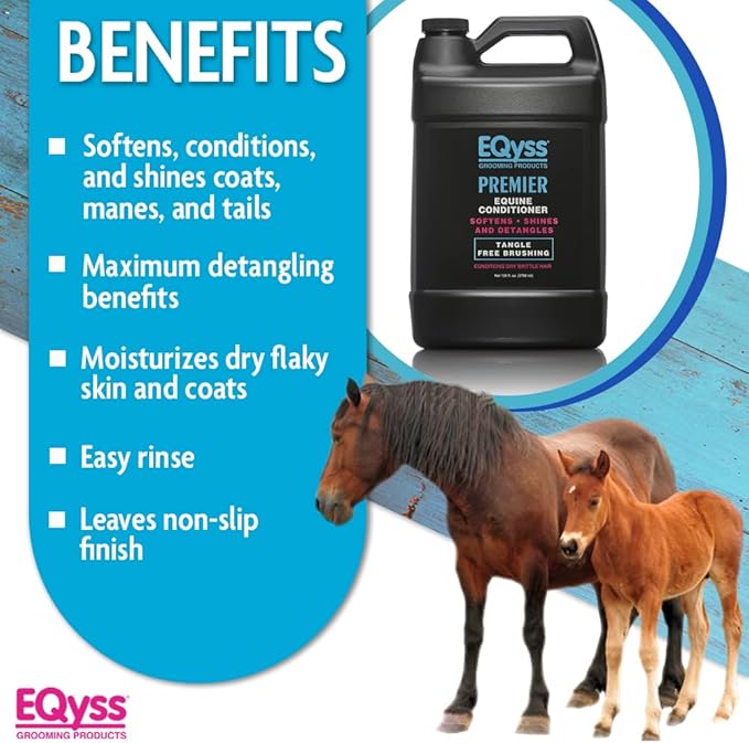 EQyss Premier Equine Conditioner - Moisturize Skin, Detangle Horse's Mane, Tail, & Coat, Add Shine, Tangle-Free Brushing, Minimize Flyaways (128 oz)-PawvioPets