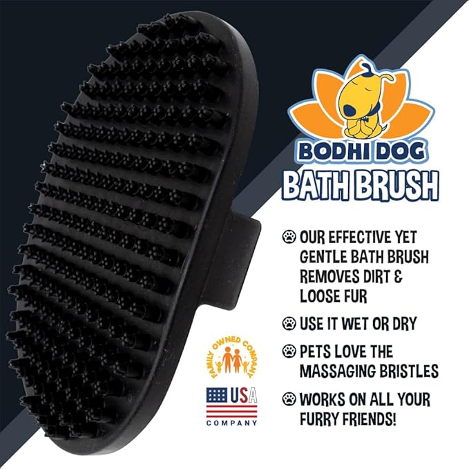 Bodhi Dog Shampoo Brush - Pet Grooming & Bath Supplies for Dogs and Cats - Bath Brush for Long & Short Hair - Premium Scrubber for Shower, Bathing & Massage (One Pack, Black)-PawvioPets