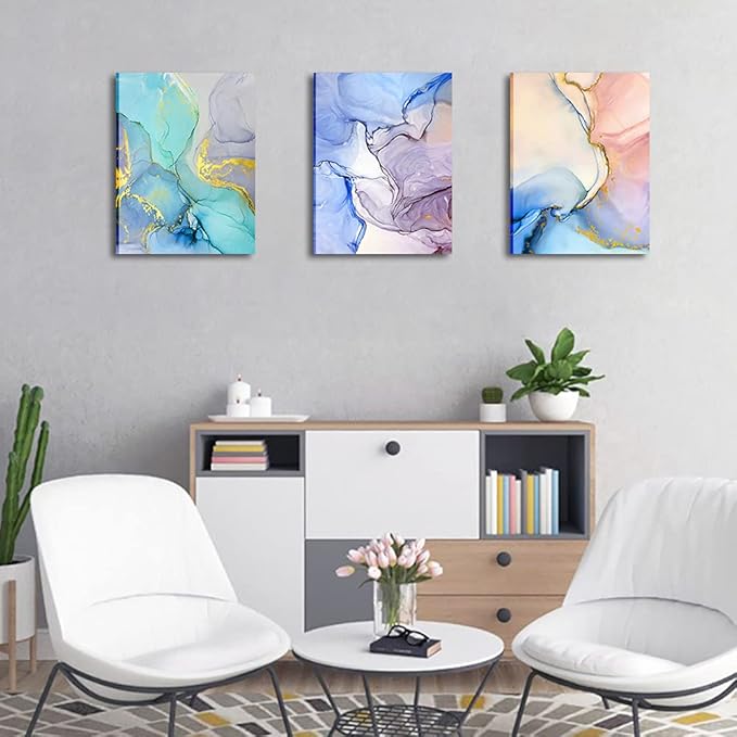 Abstract Wall Decor For Living Room Canvas Wall Art Paintings For Bedroom Colorful Color Abstract Wall Artworks Pictures For Office Kitchen Decoration Bathroom Home Decorations Art 3 Piece 12x16 Inch-PawvioPets