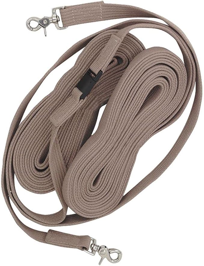 Dura-Tech Brown Cotton Web Long Lines | Ideal for Youngsters and Green Horses | for Beneficial Ground Training | Usable with Saddle or Surcingle | Heavy-Duty Cotton Web-PawvioPets