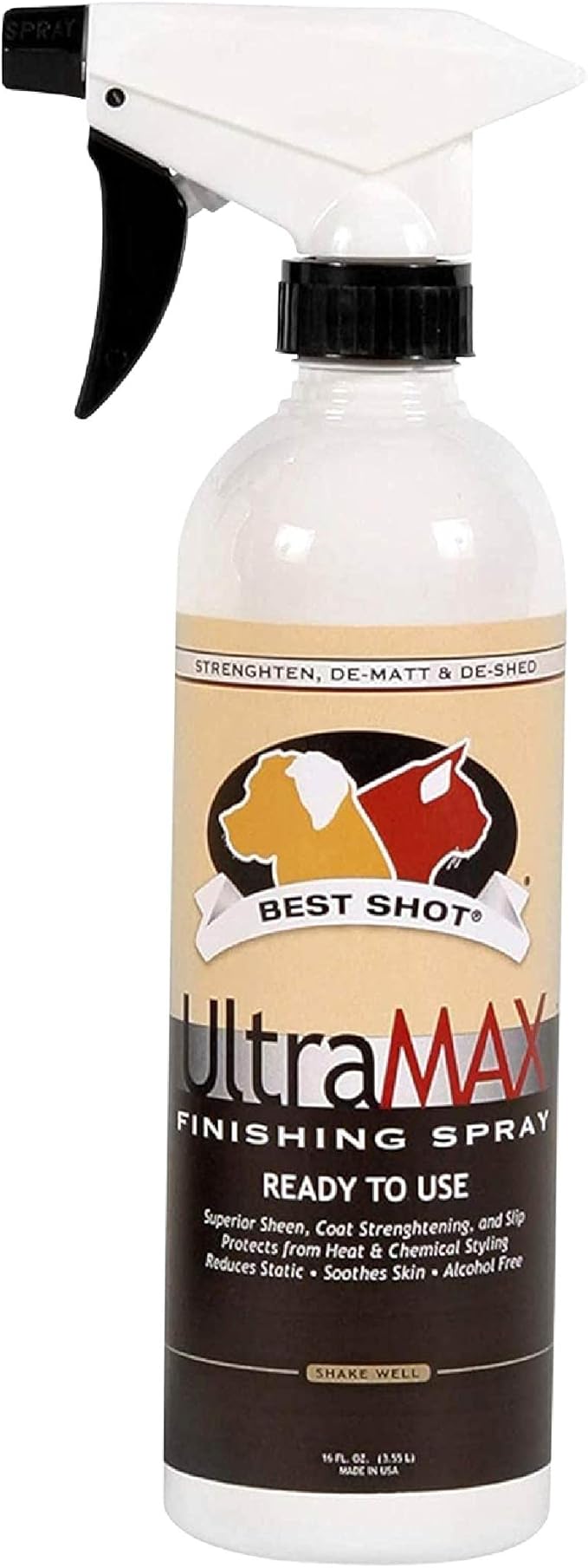 Best Shot UltraMAX Pro Finishing Spray, Ideal Detangler Spray for Pets, Hydrating and Soothing Pet Grooming Spray, for Dogs and Cats, 17 Oz.-PawvioPets