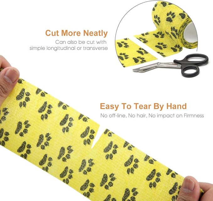 AUPCON Vet Wrap Cohesive Bandages Bulk Self Adhesive Bandage Wrap Self Adherent Wrap Non-Woven for Dogs Pet Animals & Ankle Sprains & Swelling 2 Inch x 5 Yards (3 Inch Claw)-PawvioPets