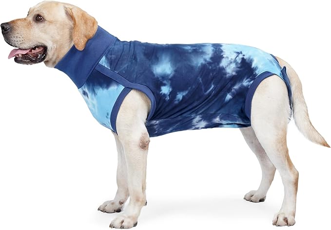 Dogs Onesie Suit for Male/Female Breathable Dog Recovery Tie Dye Pjs Wound After Surgery Wear, Prevent Licking Wounds, E-Collar & Cone Alternatives XL Blue2-PawvioPets