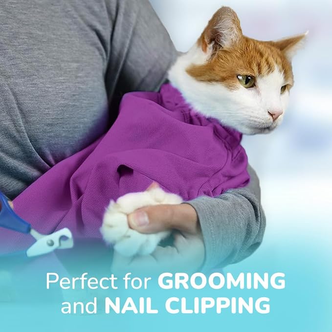 Cozy Comfort Carrier - Small Lavender Cat Carrier Soft, Cat Restraint Bag and Cat Sling Carrier for Grooming, Vet Visits, Medication Administration, Dental Care, and Nail Trimming-PawvioPets