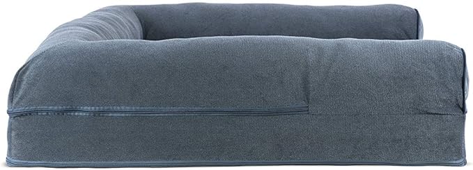 Furhaven Cooling Gel Dog Bed for Large Dogs w/ Removable Bolsters & Washable Cover, For Dogs Up to 95 lbs - Sherpa & Chenille Sofa - Orion Blue, Jumbo/XL-PawvioPets