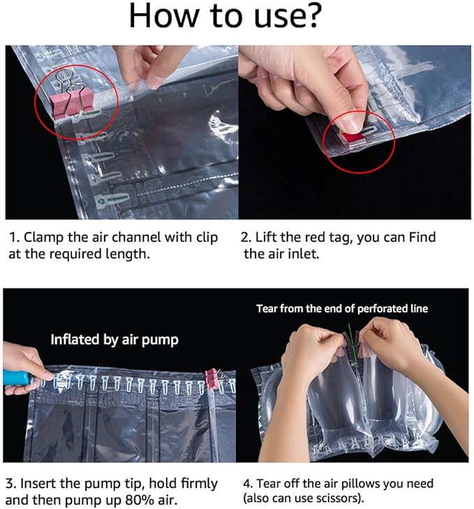 Air Pillows for Shipping with pump 400 Count Inflatable Packaging Air Bags, Alternative to Packing Peanuts, Packing Box filler Purse Stuffers for Shape 3.54" x 7.87"-PawvioPets