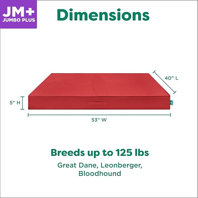 FurHaven Cooling Dog Bed – XXL Foam Mattress for Joint Pain Relief, Waterproof Liner, Removable Washable Cover, Durable for Outdoor Use, Deluxe Grid Indoor/Outdoor Bed – Red, Jumbo Plus-PawvioPets