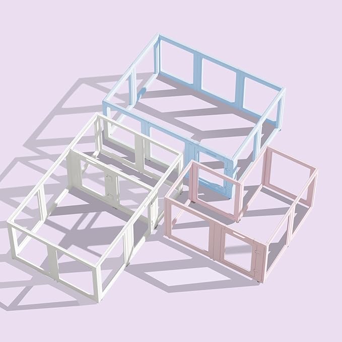 DIY Clear Acrylic Dog Playpen House,Quick Easy Assembly and Disassembly,Strong Floor Suction,Indoor and Outdoor Use,Easy Cleansing Puppy Fence (Sky Blue, 23.6" H, 2PCS)-PawvioPets