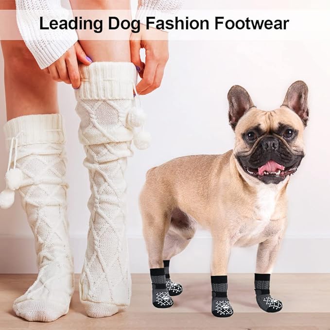 BEAUTYZOO Anti-Slip Dog Socks,Dog Shoes for Hot/Cold Pavement,Paw Protectors with Grips 3 Pairs for Puppy Small Medium Large Senior Old Dogs,Dog Socks to Prevent Licking and Hardwood Floor Protection-PawvioPets