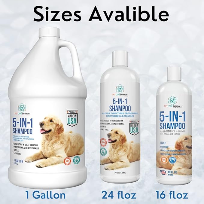 8 floz 5 in 1 Dog Shampoo for Itchy Skin - Sensitive Skin Dog Shampoo for Smelly Dogs - Dog Shampoos & Conditioners - Made in The USA-PawvioPets