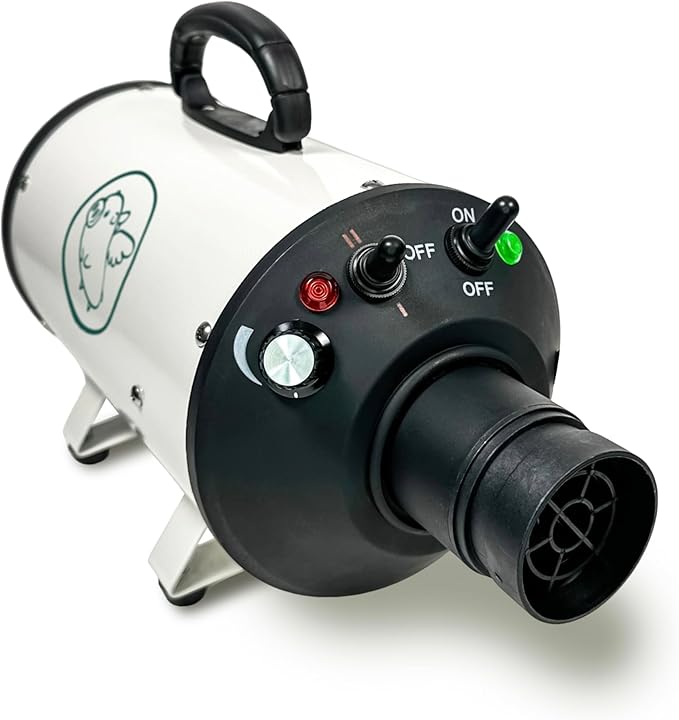 Flying Pig High Velocity Dog Pet Grooming Dryer w/Heater (Flying One, White w/Teal Logo)-PawvioPets